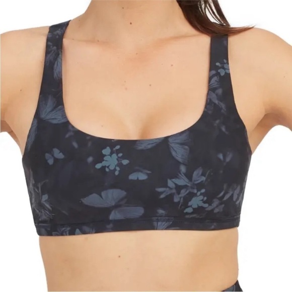 NWT Spanx Printed Low Impact Sports Bra Midnight Garden - Picture 1 of 5